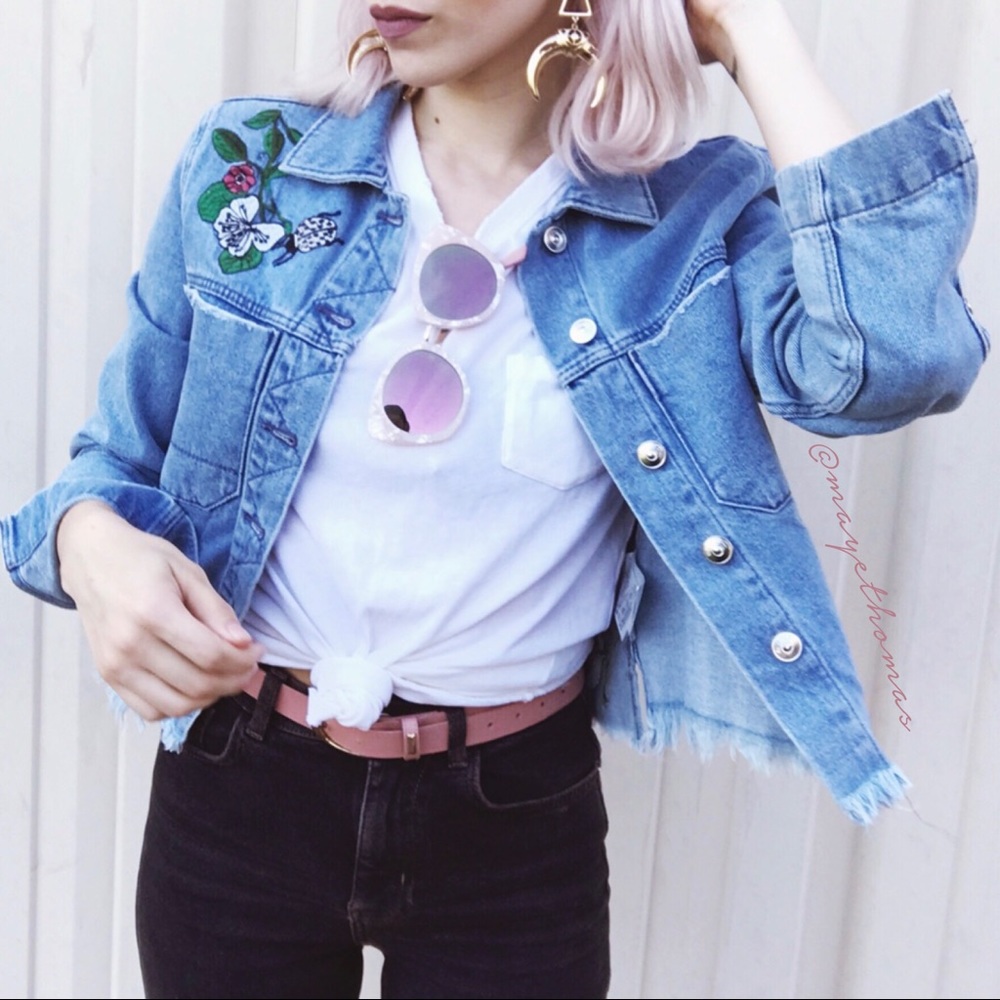 h&m coachella embroidered jean jacket - Picture 1 of 8